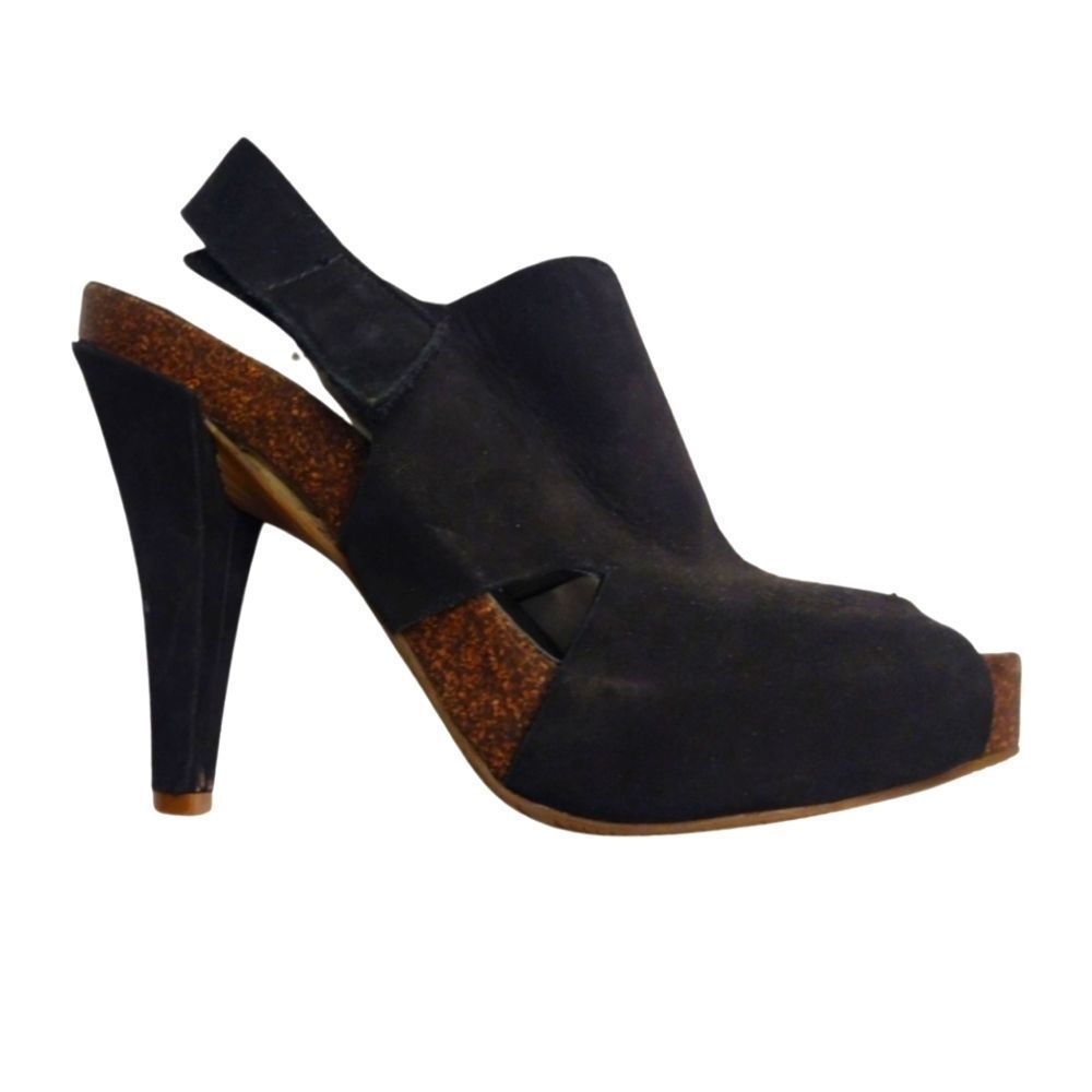 Nine West Black Suede Peep Toe Heel Ellis Size 7